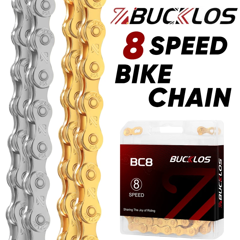 Mountain Biking Bc - BUCKLOS-Cadena de bicicleta de 8 velocidades,
